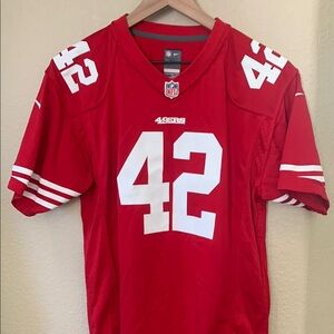 NFL Red and White Jersey Short Sleeve V-Neck